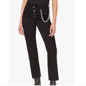 NWT - WeWoreWhat Crossover Straight Leg Black Jeans w/ chain